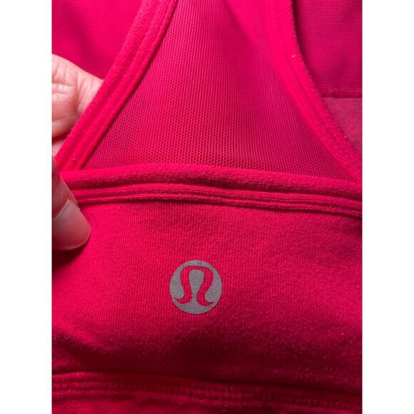 Lululemon Women 4 No So Deep V Neck Mesh Sports Bra Raspberry Hot Pink - Picture 8 of 8